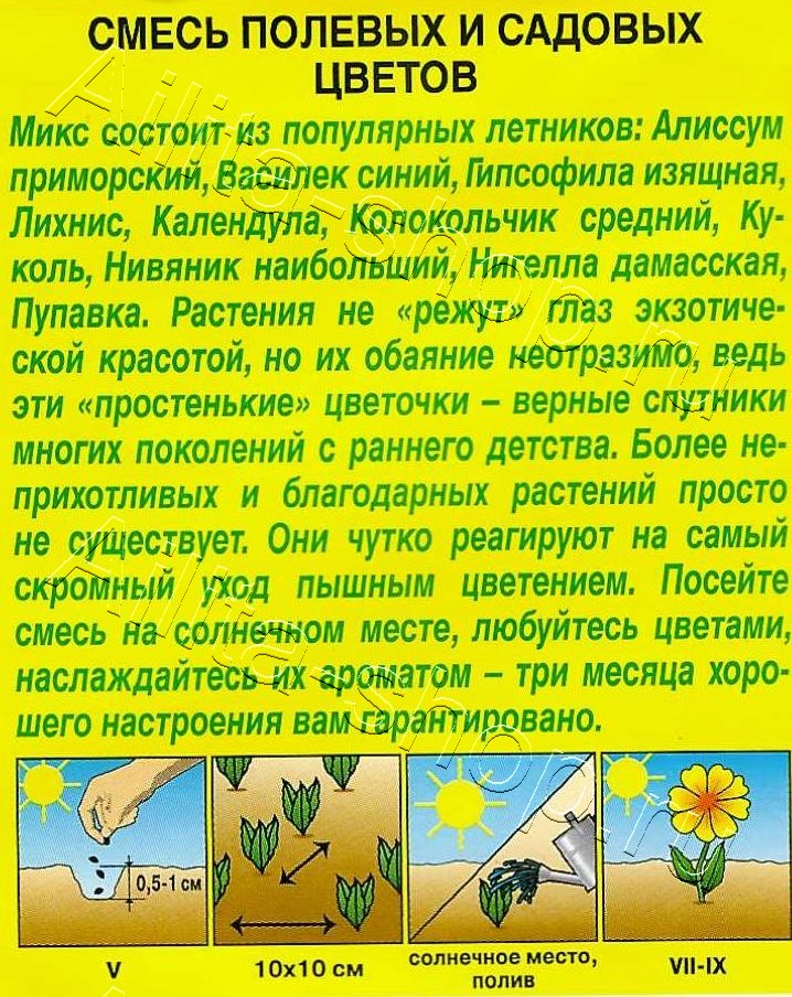 Смесь Полевых и садовых цветов 2г