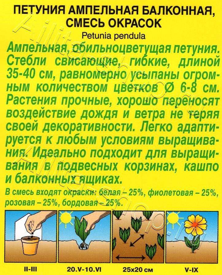 Петуния Балконная, смесь окрасок 0,05г
