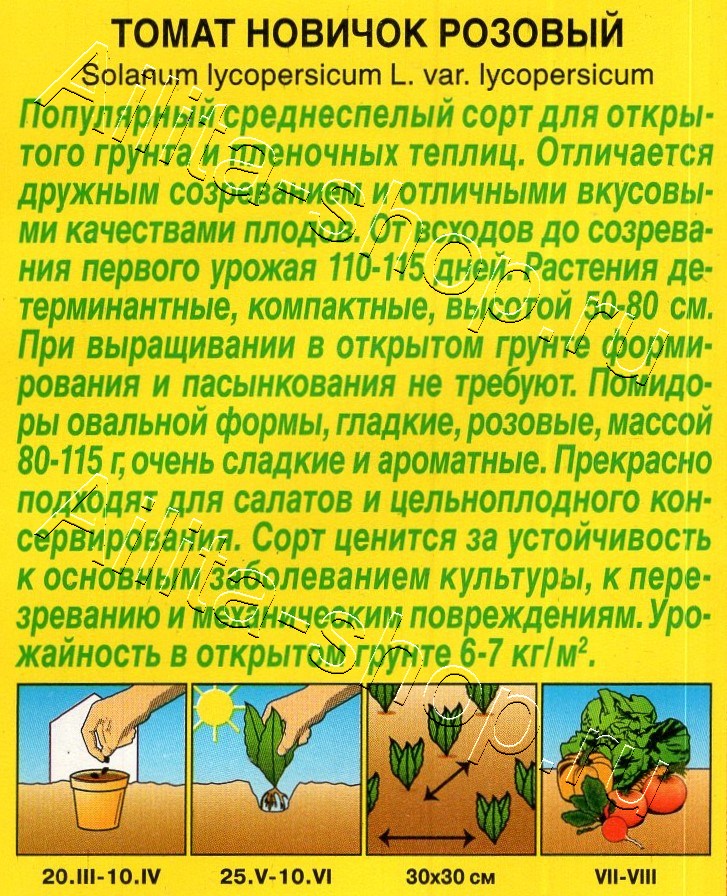 Томат Новичок розовый 15шт