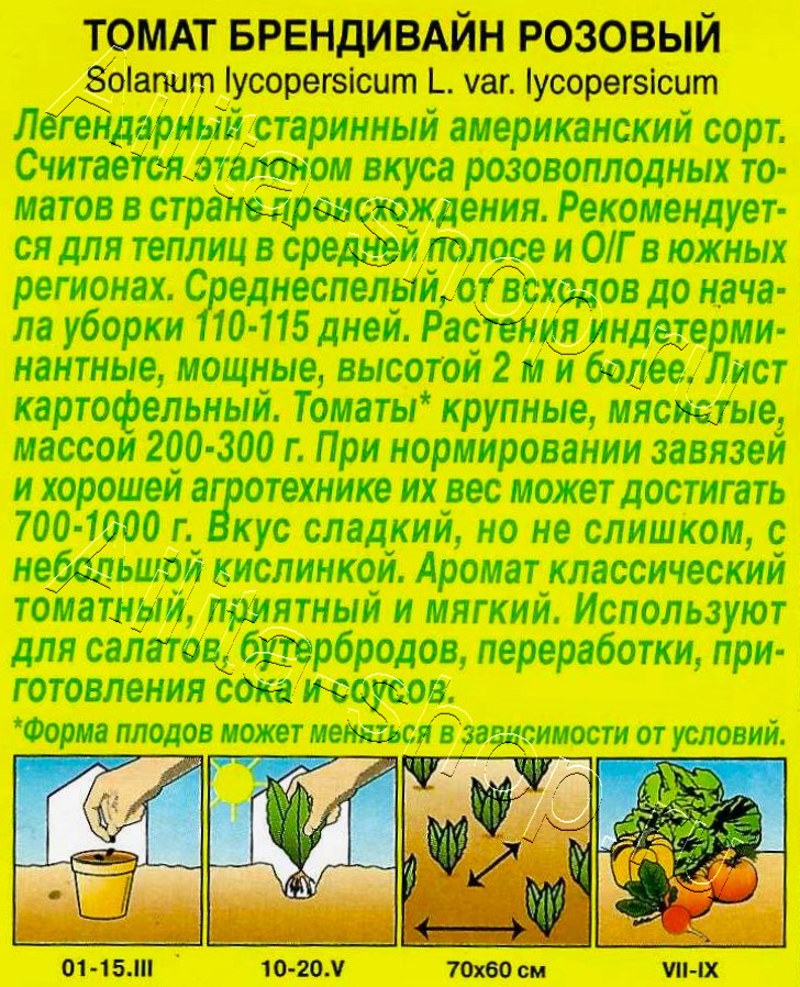Томат Брендивайн розовый 20шт