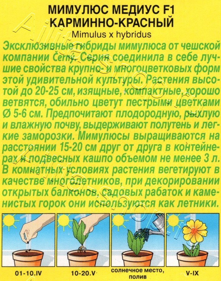 Мимулюс Медиус F1 карминно-красный 10шт