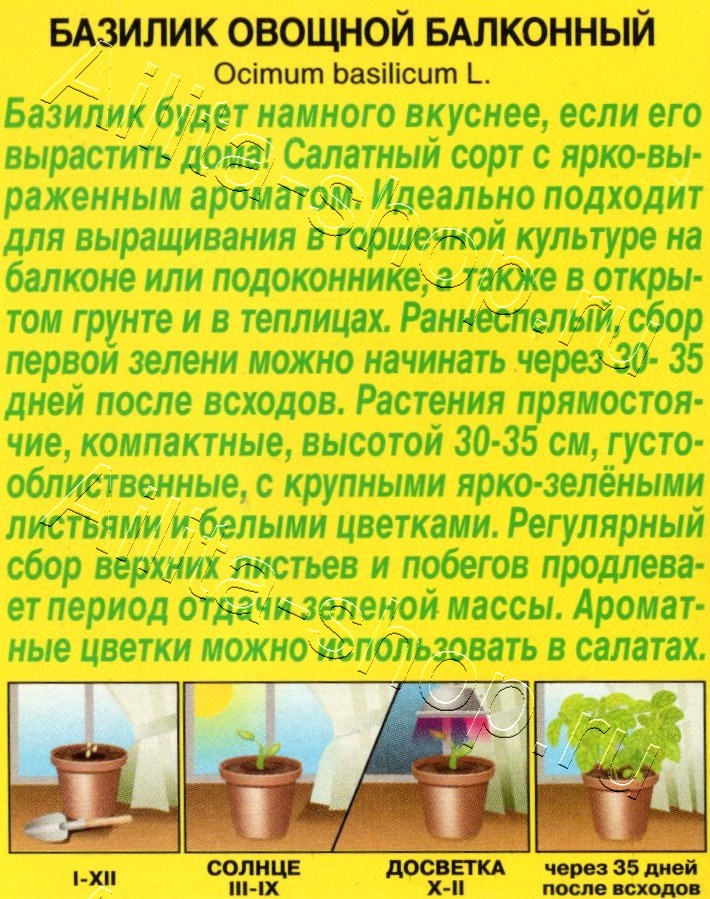 Базилик овощной Балконный 0,2г