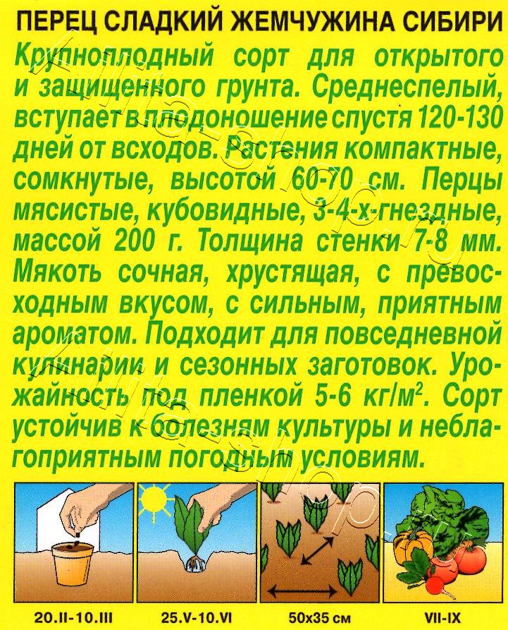 Перец сладкий Жемчужина Сибири 20шт