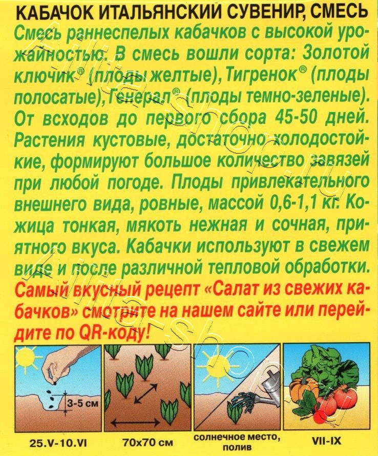 Кабачок Итальянский сувенир, смесь 2г