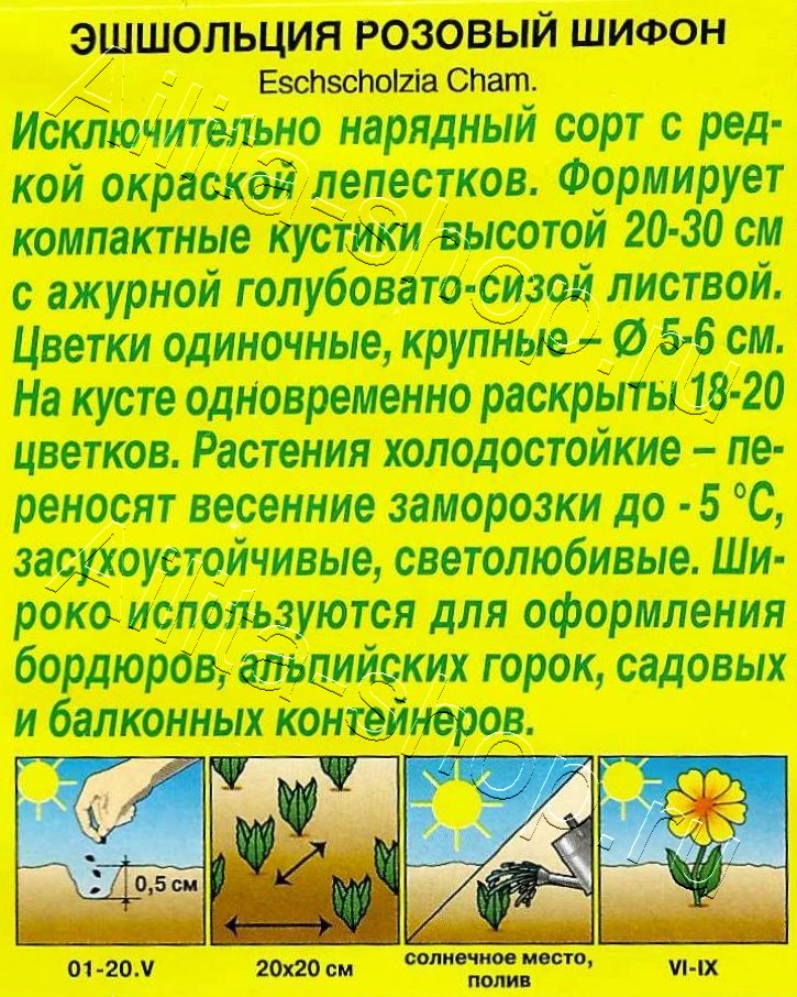 Эшшольция Розовый шифон, калифорнийская 20шт