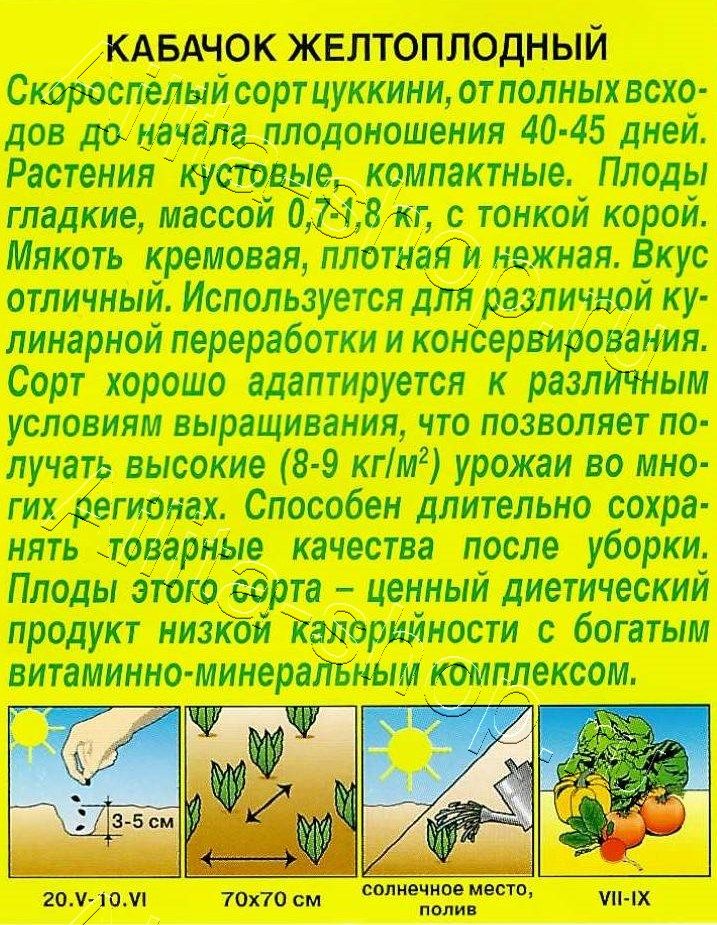 Кабачок цуккини Желтоплодный 2г