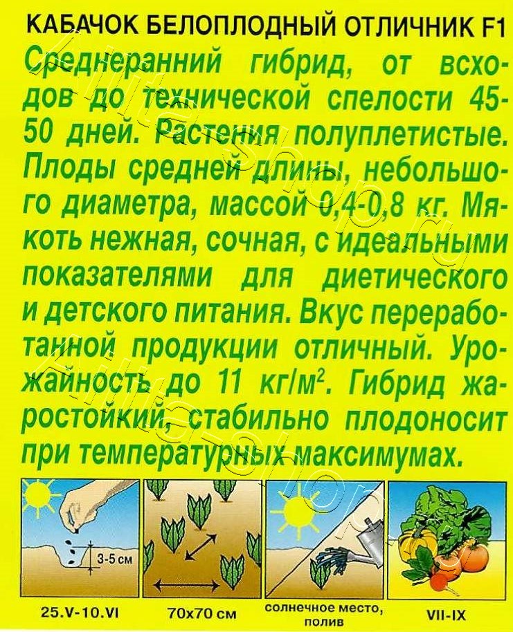 Кабачок белоплодный Отличник F1 1г