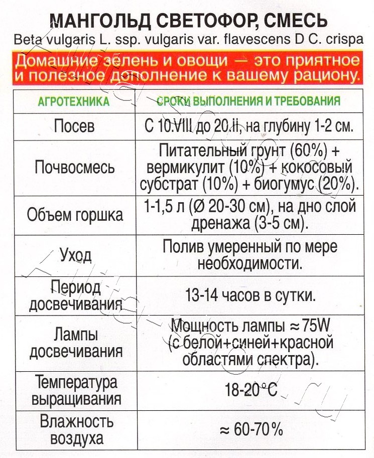 Мангольд Светофор, смесь 1г