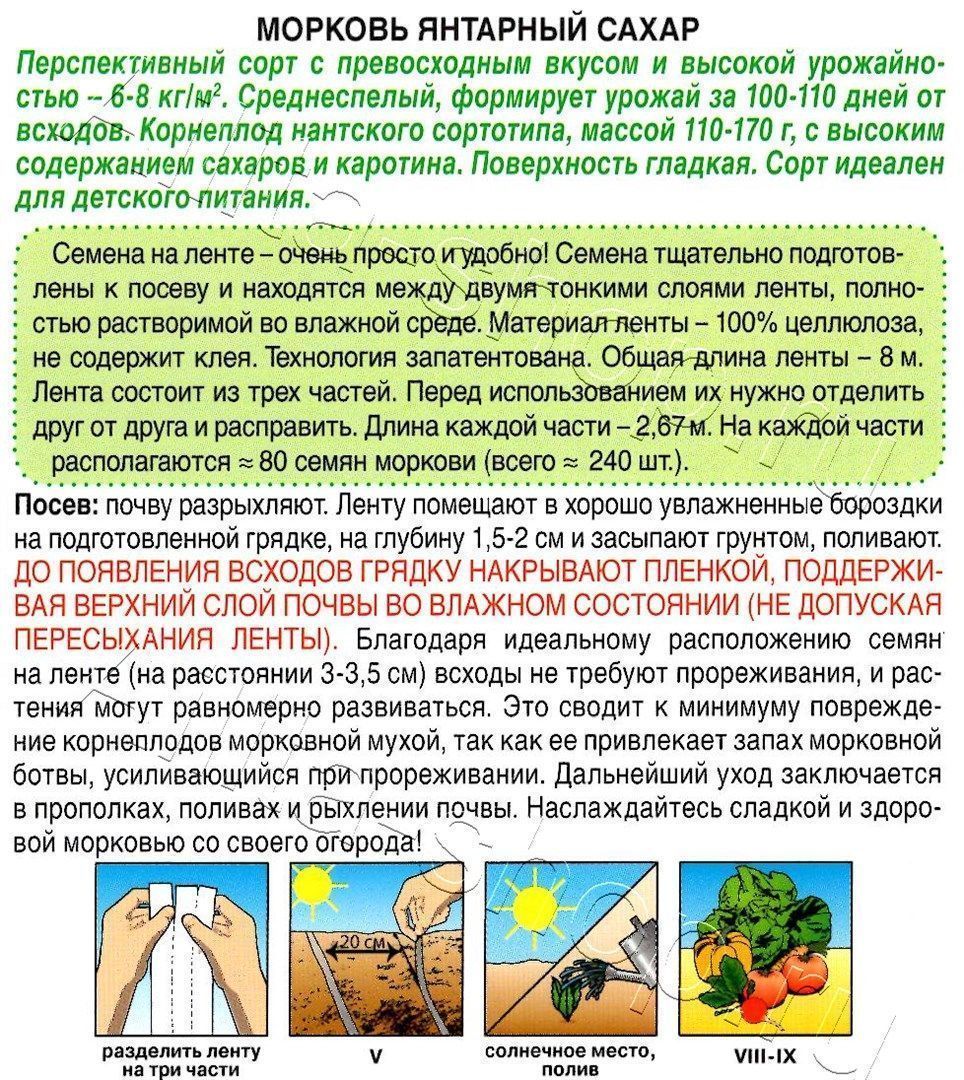 Морковь Янтарный сахар на ленте 8м