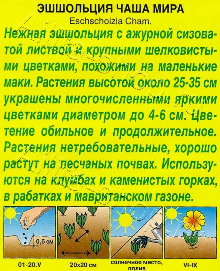 Эшшольция Чаша мира 20шт