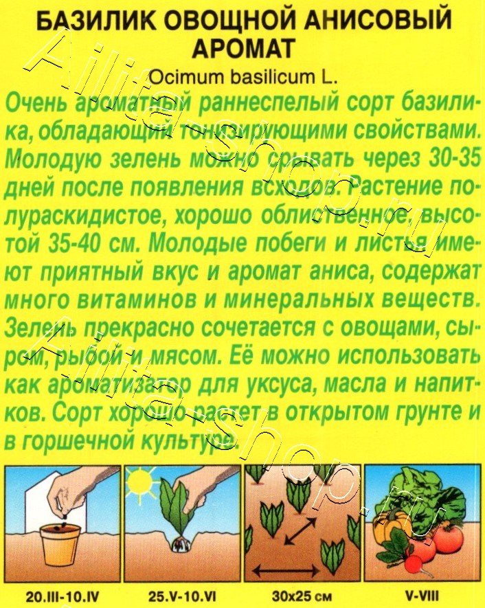 Базилик овощной Анисовый аромат 0,2г