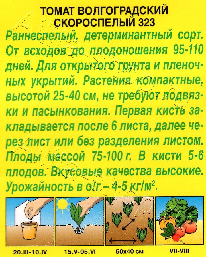 Томат Волгоградский скороспелый 323 20шт