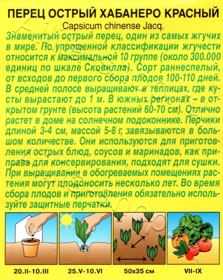 Перец острый Хабанеро красный 20шт