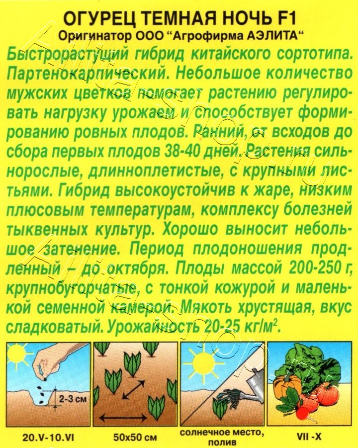 Огурец китайский Темная ночь F1 10шт