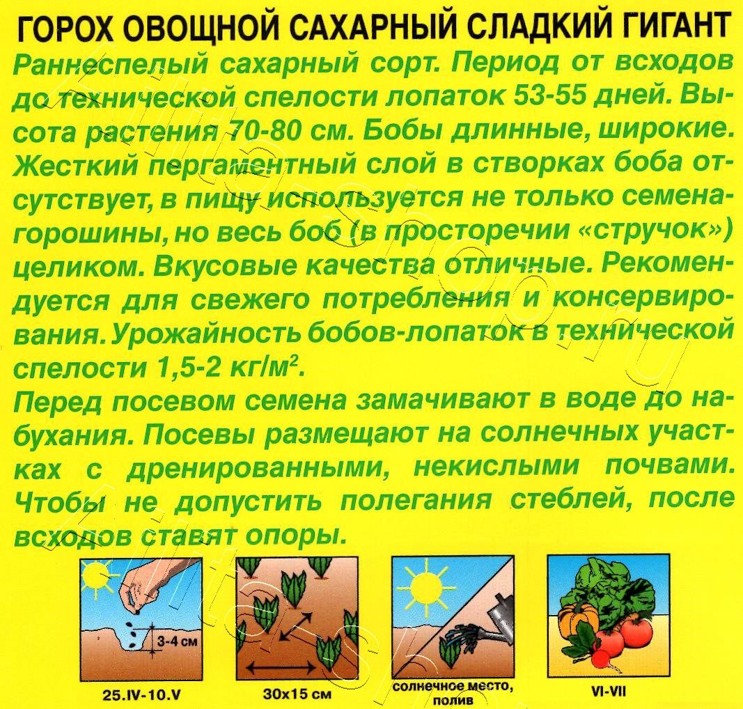 Горох овощной Сладкий гигант 25г