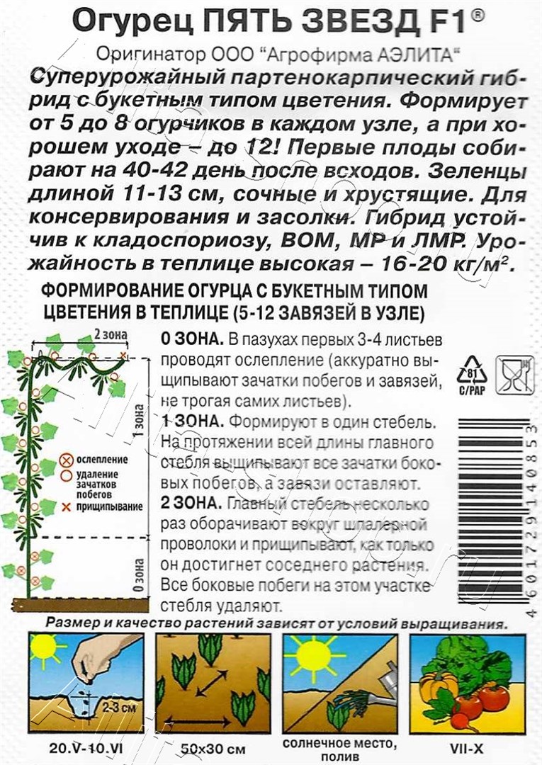 Огурец Пять звезд F1 10шт