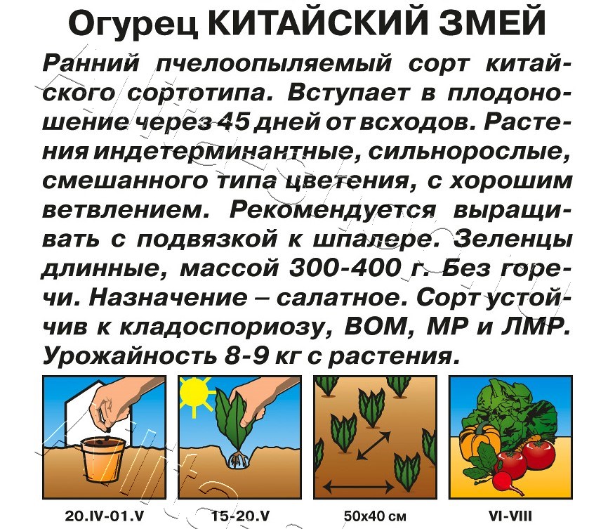 Огурец Китайский змей 10шт