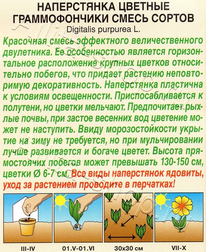 Наперстянка Цветные граммофончики, смесь сортов 0,1г