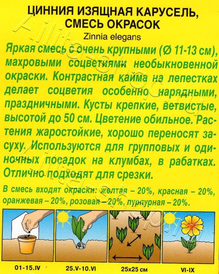 Цинния Карусель, смесь окрасок 0,3г