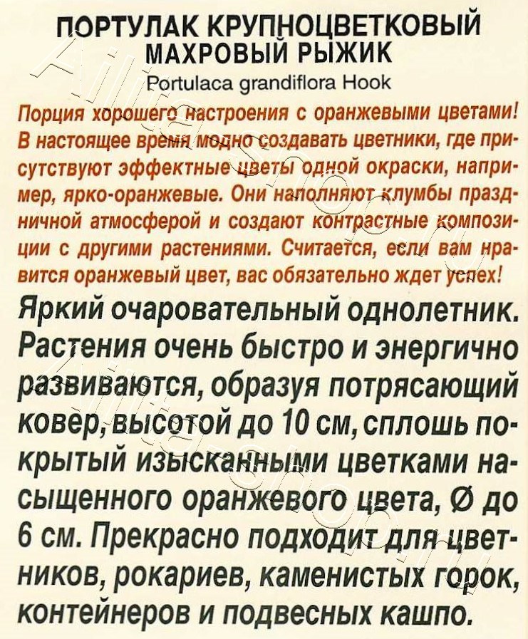 Портулак крупноцветковый Махровый Рыжик 0,05г