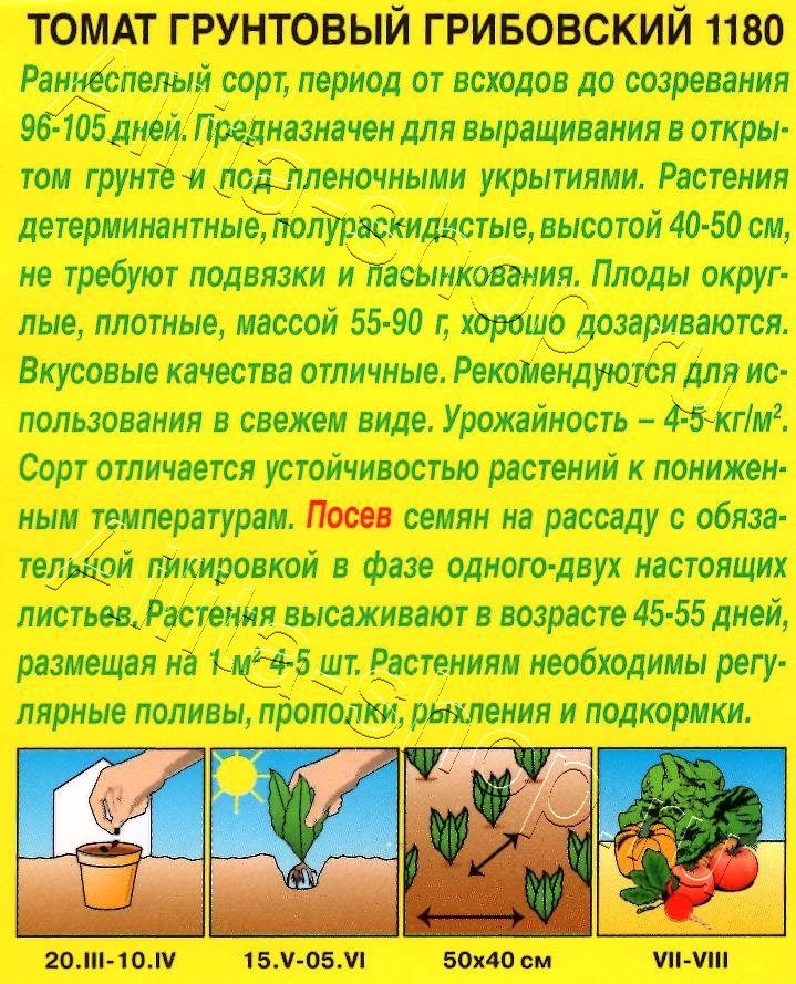 Томат Грунтовый Грибовский 1180 0,2г