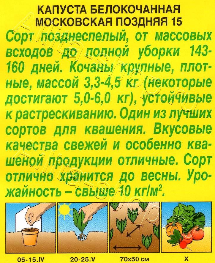 Капуста белокочанная Московская поздняя 15 0,5г