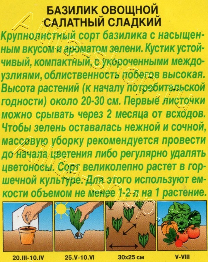 Базилик овощной Салатный сладкий 0,2г