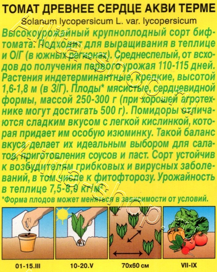 Томат Древнее сердце акви терме 10шт