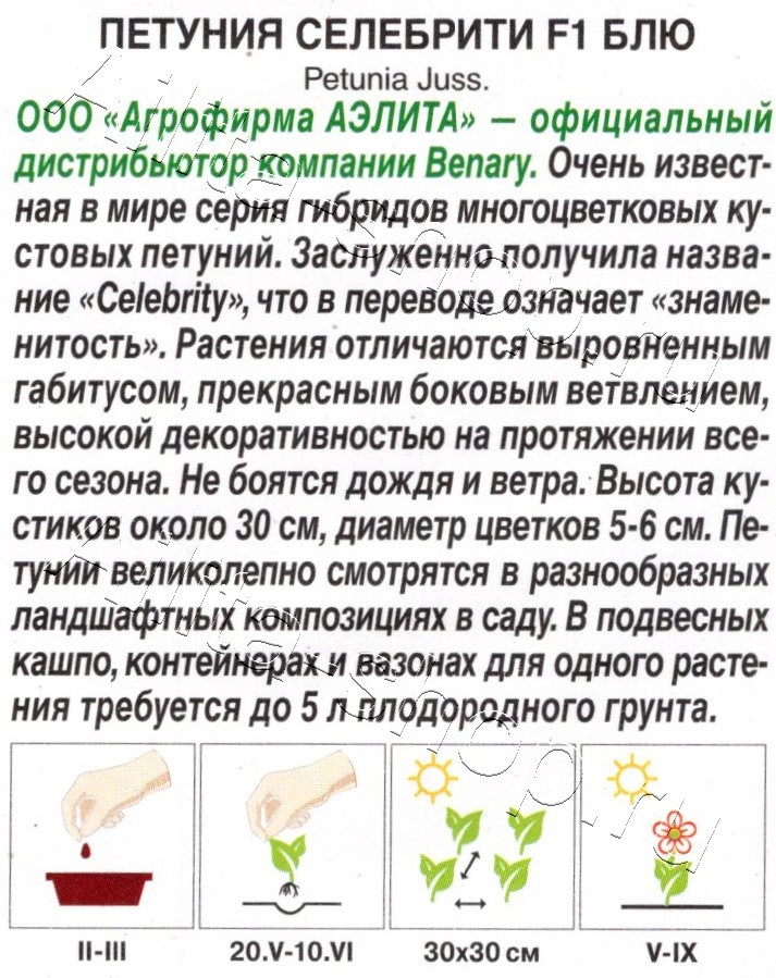 Петуния Селебрити F1 блю многоцветковая 7шт