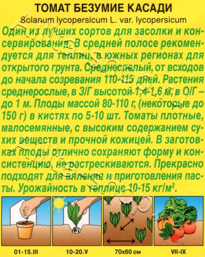 Томат Безумие касади 15шт