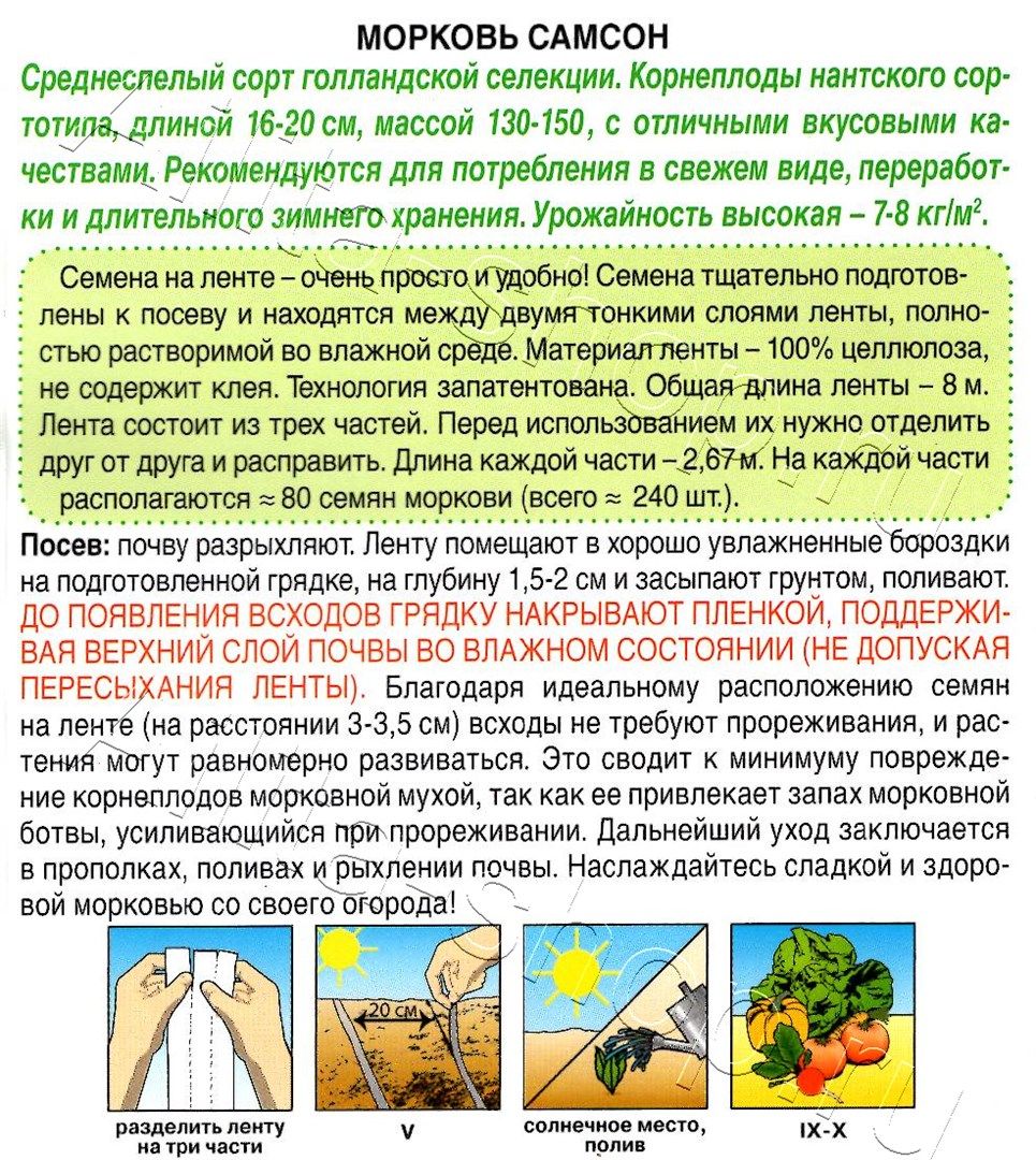 Морковь Самсон на ленте 8м