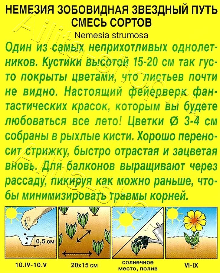 Немезия Звездный путь, смесь окрасок 0,03г