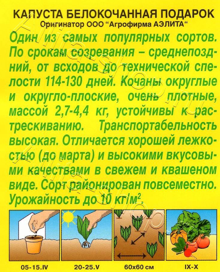 Капуста белокочанная Подарок 0,5г