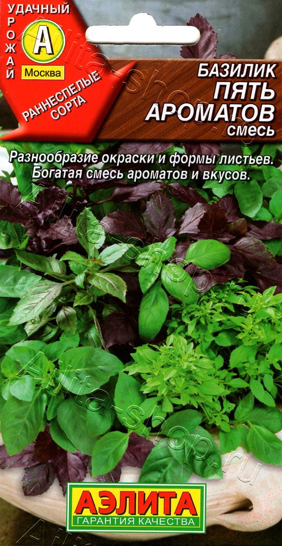 Базилик овощной Пять ароматов, смесь 0,2г