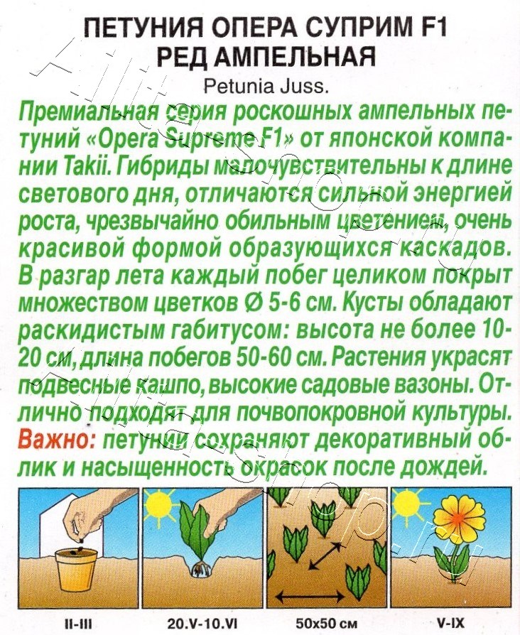 Петуния Опера суприм F1 ред ампельная 4шт
