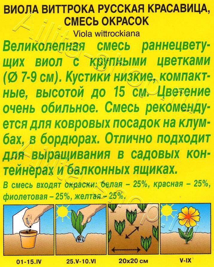 Виола Русская красавица, смесь окрасок 0,1г