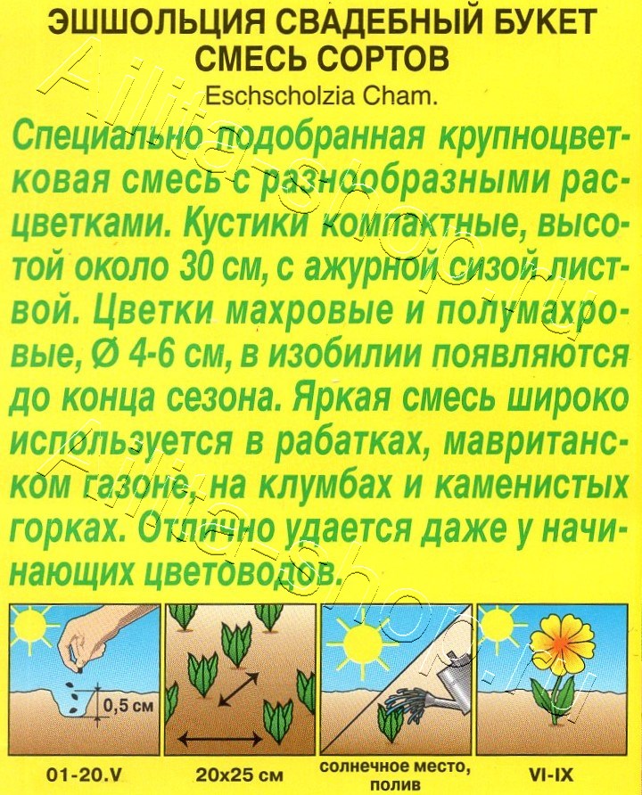 Эшшольция Свадебный букет, смесь сортов 20шт