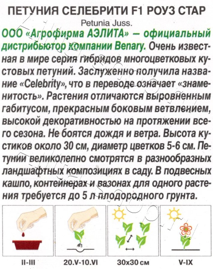 Петуния Селебрити F1 роуз стар многоцветковая 7шт