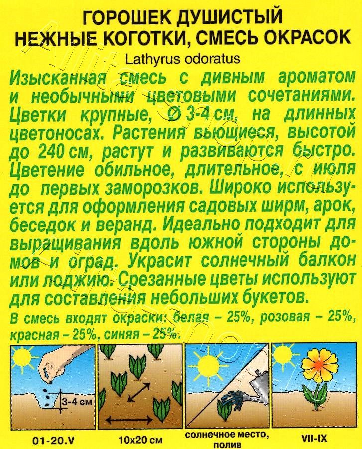 Душистый горошек Нежные коготки,смесь окрасок 0,5г