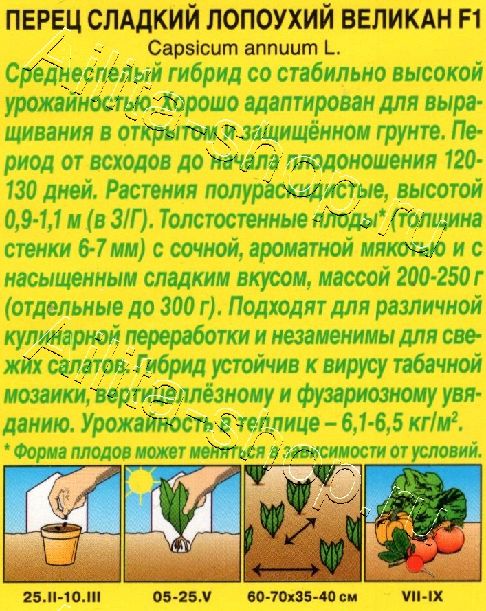 Перец сладкий Лопоухий великан F1 10шт