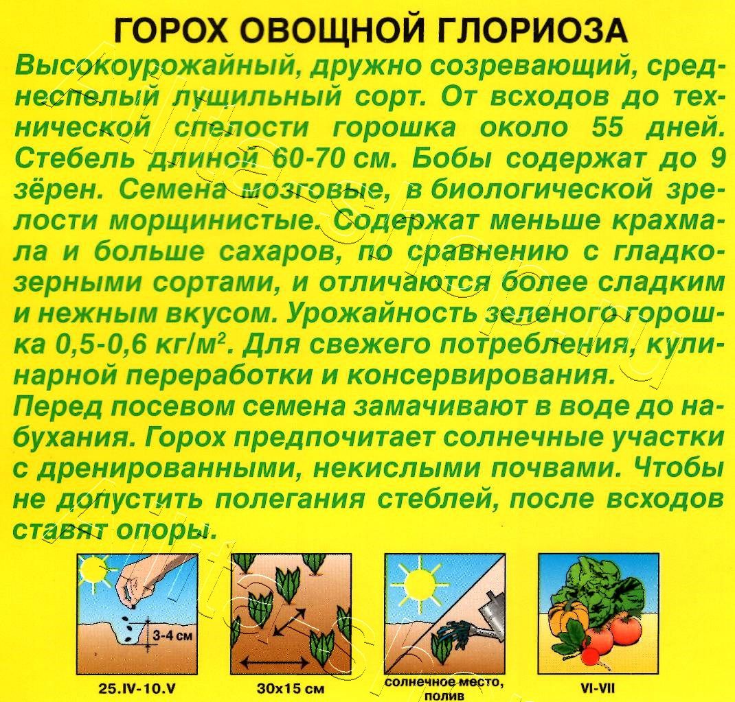 Горох овощной Глориоза 25г