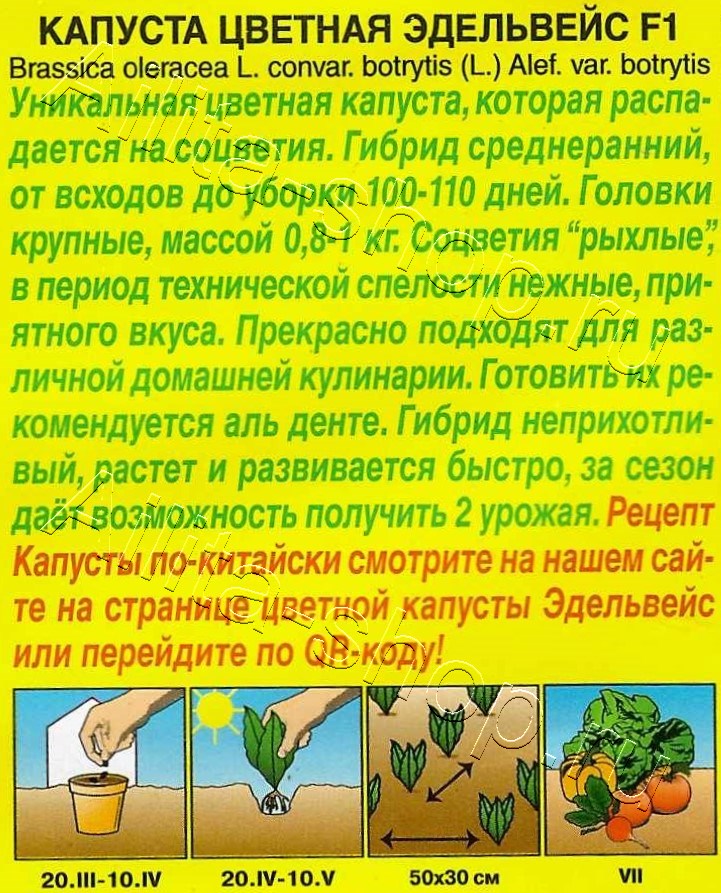 Капуста цветная Эдельвейс F1 10шт