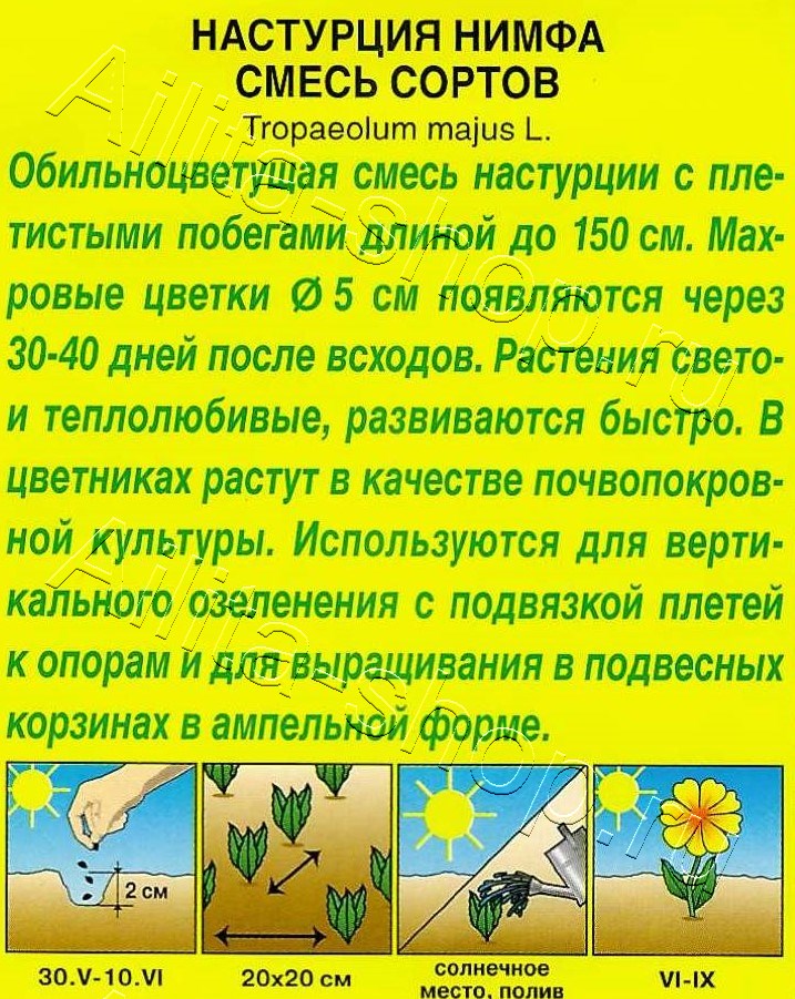 Настурция Нимфа, смесь окрасок 1г