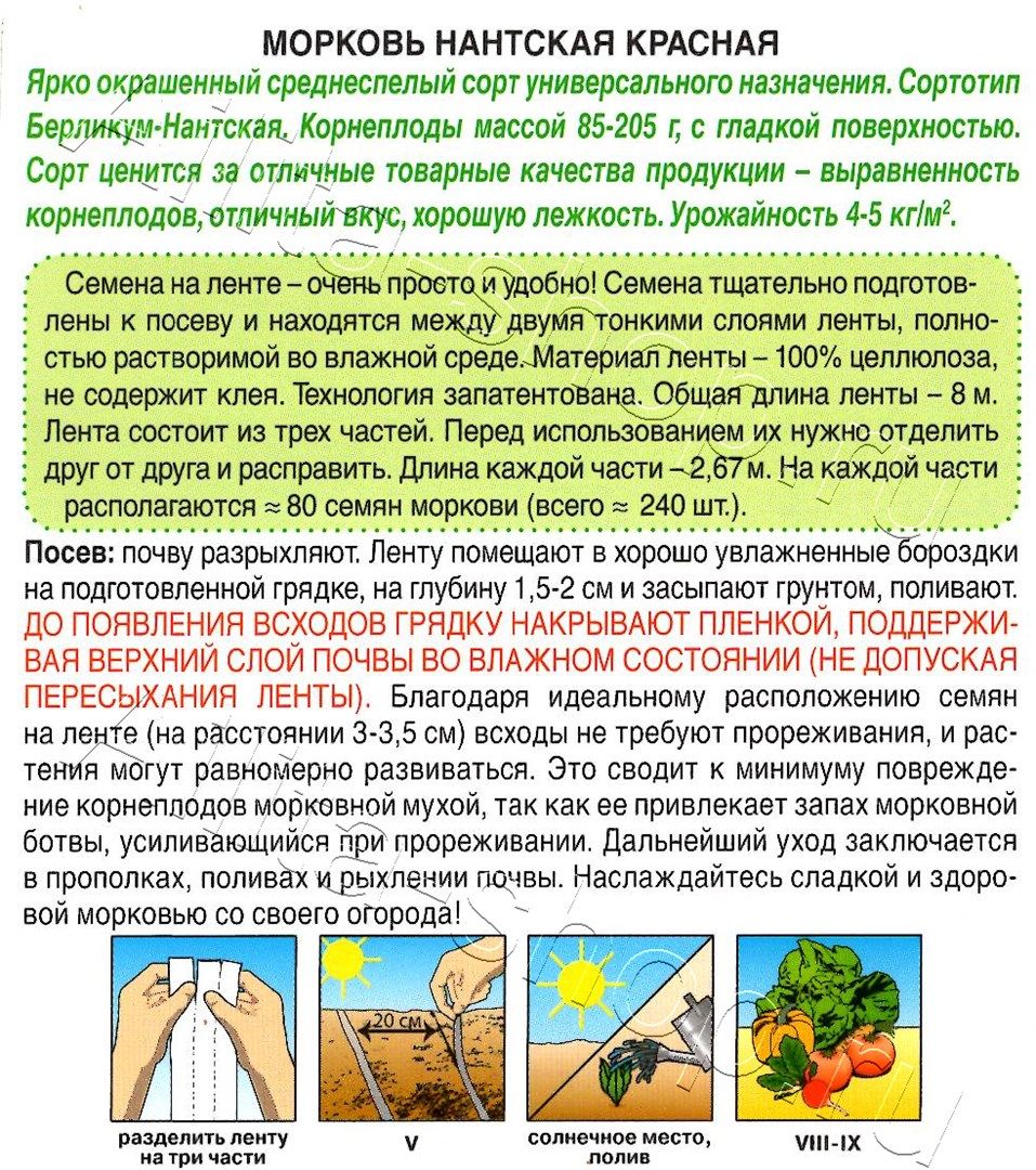 Морковь Нантская красная на ленте 8м