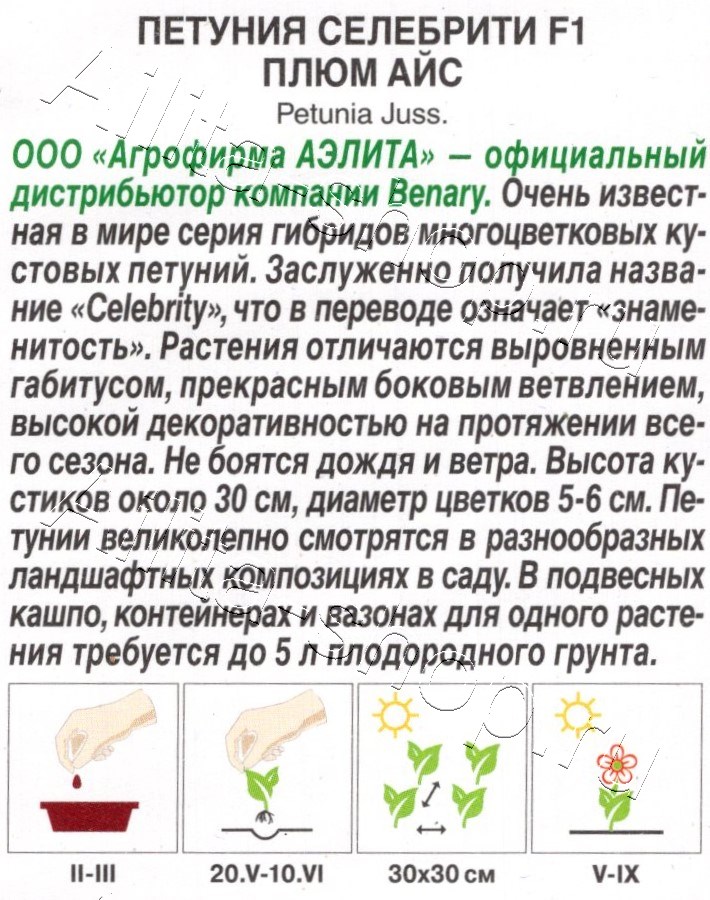 Петуния Селебрити F1 плюм айс многоцветковая 7шт