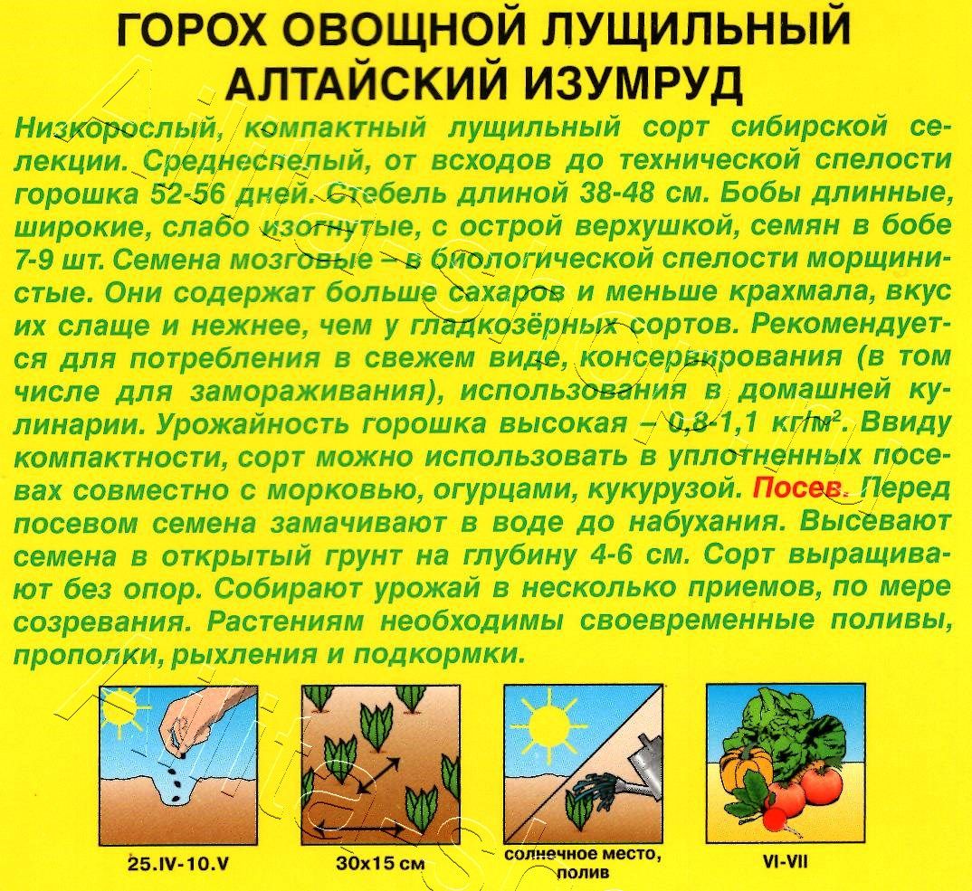 Горох овощной Алтайский изумруд 25г