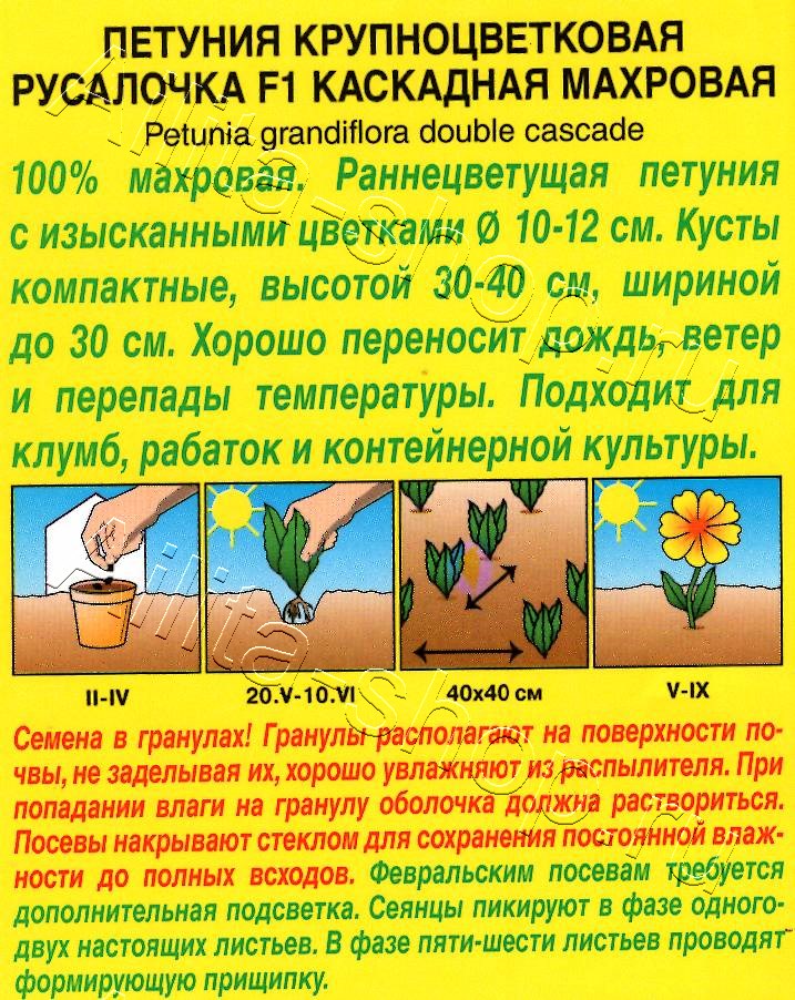 Петуния Русалочка F1 крупноцветковая каскадная махровая 5шт