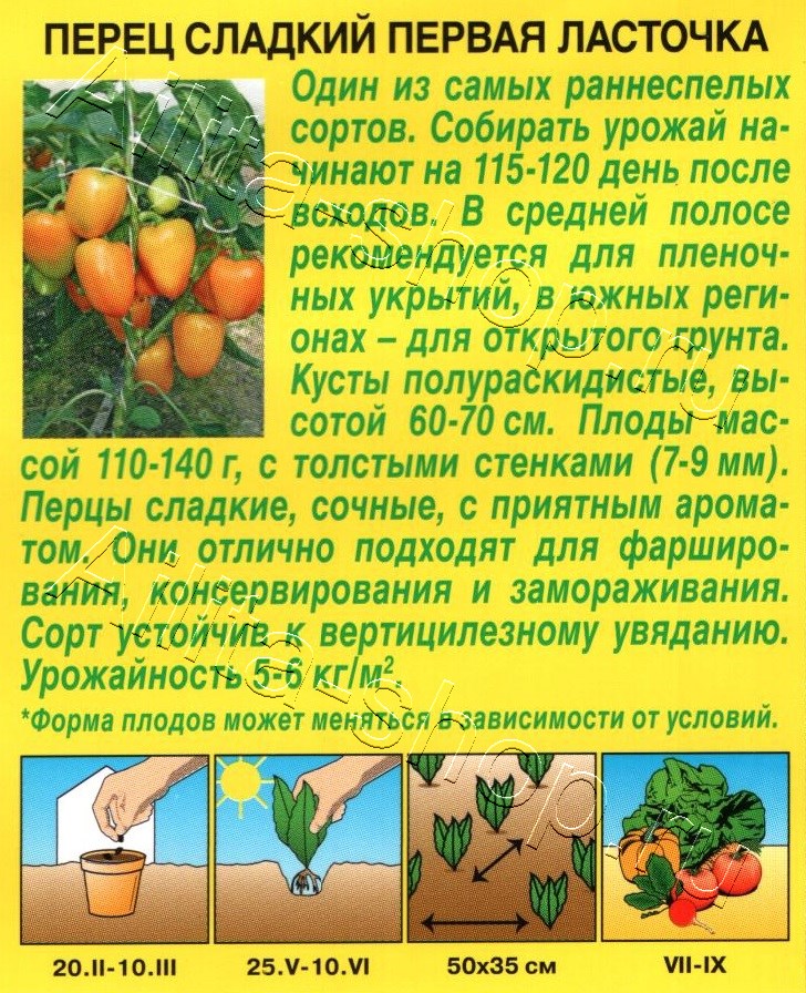 Перец сладкий Первая ласточка 20шт