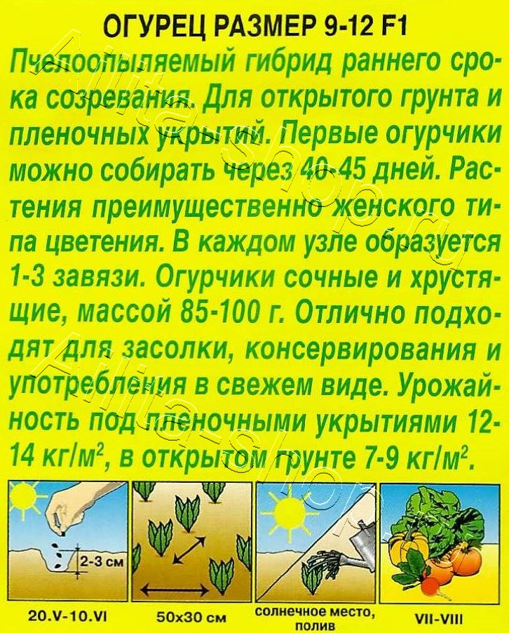 Огурец Размер 9-12 F1 10шт