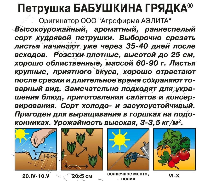 Петрушка кудрявая Бабушкина грядка 2г